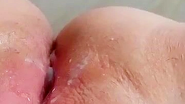 Chubby Amateur Creamy Pussy Masturbates with Dildo & Moans in Tight Selfie