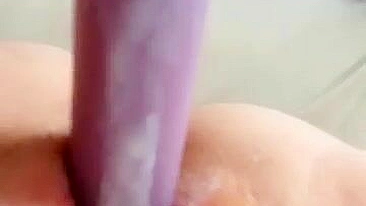 Chubby Amateur Creamy Pussy Masturbates with Dildo & Moans in Tight Selfie