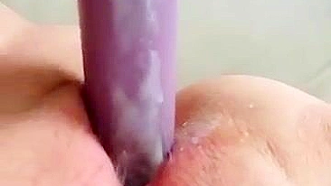 Chubby Amateur Creamy Pussy Masturbates with Dildo & Moans in Tight Selfie