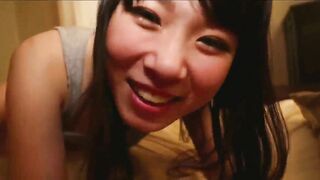 Amateur Japanese Teen with Small Tits Masturbates with Dildo in Homemade Video