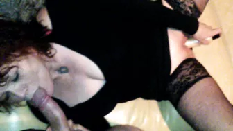 Mature Brunette MILF with BJ & Dildo Masturbation