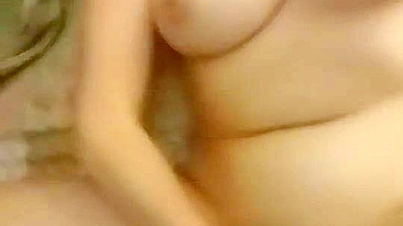 Busty Amateur Masturbates with Dildo & Moans in Homemade Selfie