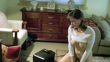 Screaming Orgasmic Bliss! Mature Wife First Sybian Ride with Big Tits & Dildo