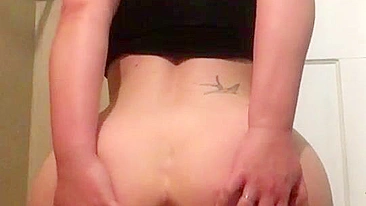 Redhead Masturbates with 9inch Dildo & Plug in Anal Amateur Homemade