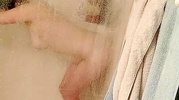 Chubby Amateur Selfie Masturbation with Dildo Fucking in Shower