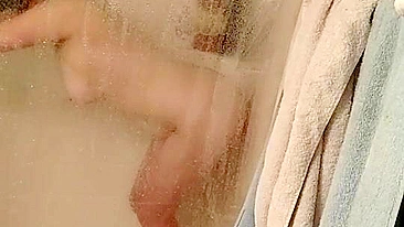 Chubby Amateur Selfie Masturbation with Dildo Fucking in Shower