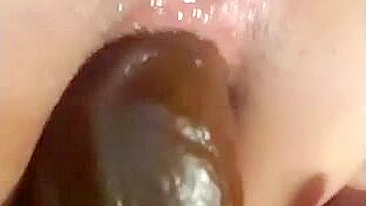 Massive Dildo Masturbation Squirts Gaping Butt Hole