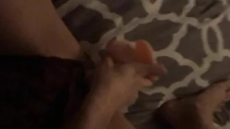 Amateur Brunette Masturbates with Dildo & Sucks Cock for Homemade BJ