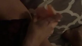 Amateur Brunette Masturbates with Dildo & Sucks Cock for Homemade BJ