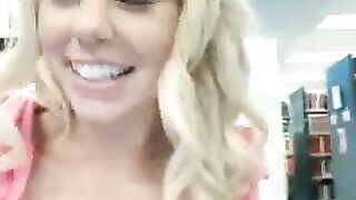 Blonde Amateur Fingers Herself in Public Library Orgasm