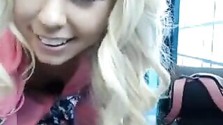 Blonde Amateur Fingers Herself in Public Library Orgasm