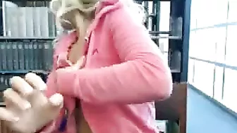 Blonde Amateur Fingers Herself in Public Library Orgasm