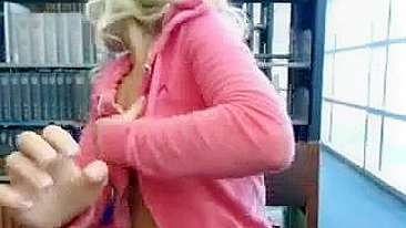 Blonde Amateur Fingers Herself in Public Library Orgasm