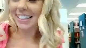 Blonde Amateur Fingers Herself in Public Library Orgasm