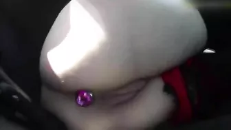 Amateur Girl Masturbating in Public with Sex Toys in Her Uber