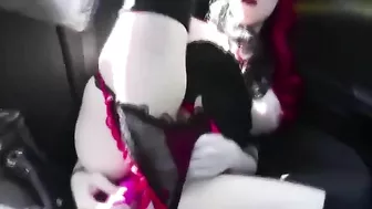 Amateur Girl Masturbating in Public with Sex Toys in Her Uber