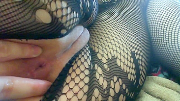 Masturbating with Fishnets & Fingering My Ass