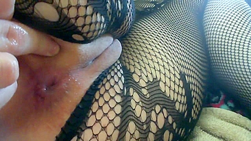 Masturbating with Fishnets & Fingering My Ass