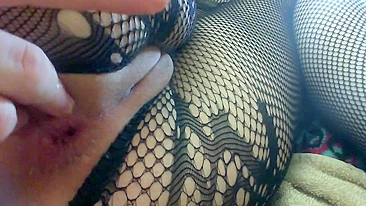 Masturbating with Fishnets & Fingering My Ass