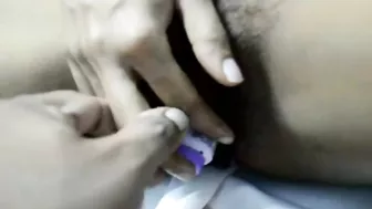 Amateur Masturbates with Hairy Pussy & Dildo in XXX Homemade Video