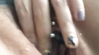 Amateur Hairy Pussy Play with Pierced Clit Orgasm