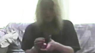 MILF Wife Strips & Masturbates with Real Tits & Blonde Hair