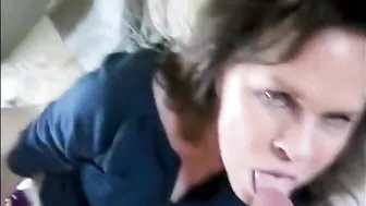 Granny Blowjob & Swallow Cum - Amateur MILF Masturbates with Dick