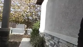 Public Masturbation with Big Boobs on Front Porch