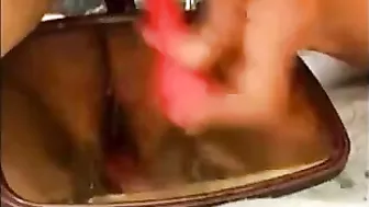 Amateur MILF Masturbates with Dildo & Squirts Glass Orgasm