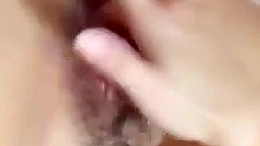 Amateur Asian Babe Masturbates with Hairy Pussy & Small Tits