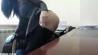 Masturbating in the Office - Amateur Babe Risky Lingerie & Stocking Play