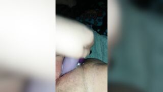 Chubby BBW Wet Pussy Masturbates with Dildo & Moans in Selfie