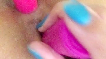 Tight Pussy Masturbates with Double Penetration and Anal Dildos in Homemade Sex Toy Fun