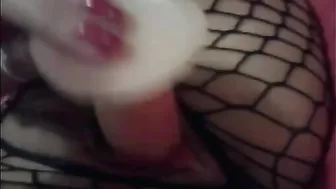 Amateur Latina Mom Selfie with Fishnet & Dildos - Homemade Masturbation and Sex Toys