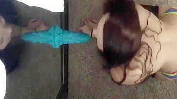 Masturbating Teen Rides Mounted Dildo in Homemade Porn!