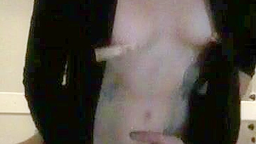 Masturbating Teen with Nipple Clamps & Dildo - Homemade BDSM Porn!