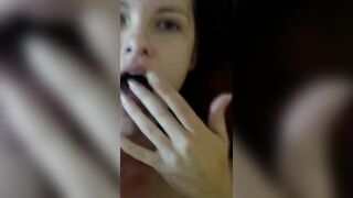 Amateur Brunette GF Masturbates with Big Facial Cumshot!
