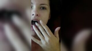 Amateur Brunette GF Masturbates with Big Facial Cumshot!