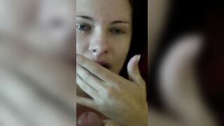 Amateur Brunette GF Masturbates with Big Facial Cumshot!