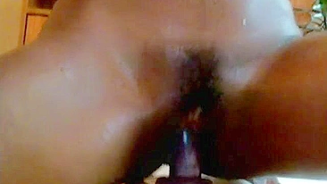 Amateur Ebony Cam Girl Intense Masturbation with Dildo and Webcam