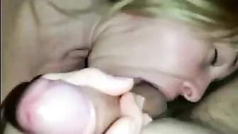 MILF Masturbates with Dildo & Blows Amateur Cock!