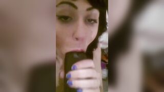 College Brunette Homemade Masturbation w/ Huge Brown Dildo - Amateur Orgasm!