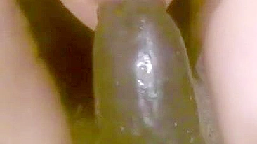 College Brunette Homemade Masturbation w/ Huge Brown Dildo - Amateur Orgasm!