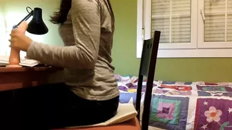 Masturbating College Teen Big Dildo Fucking Orgasmic Homemade Sex Toy Fun!