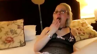 Amateur Blonde GF Masturbates & Sucks Dick in Glasses!