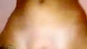 Masturbating Blonde Babe with Big Boobs in Stockings