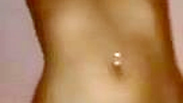 Masturbating Blonde Babe with Big Boobs in Stockings