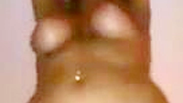 Masturbating Blonde Babe with Big Boobs in Stockings