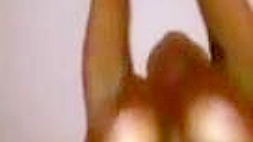 Masturbating Blonde Babe with Big Boobs in Stockings