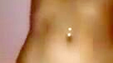 Masturbating Blonde Babe with Big Boobs in Stockings